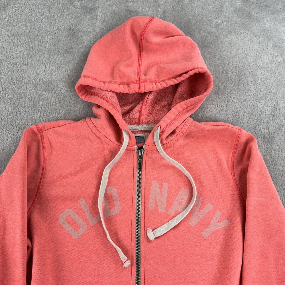 Old Navy Graphic Full Zip Hoodie Women's M Coral Pink Casual Athleisure Jacket